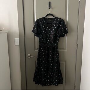 Downeast | Black Ditsy Rose Flutter Sleeve Dress